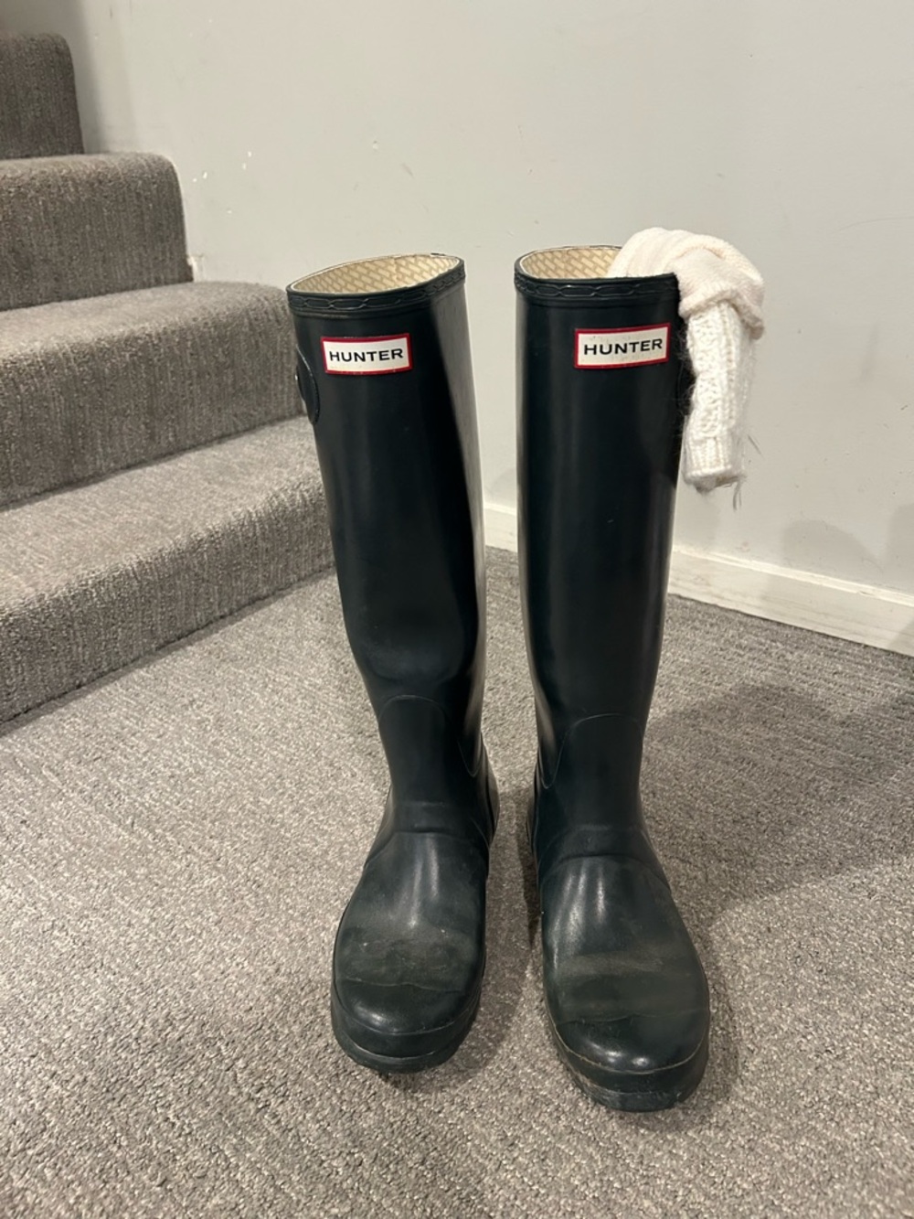 Hunter Black Tall Gloss Rubber Boots